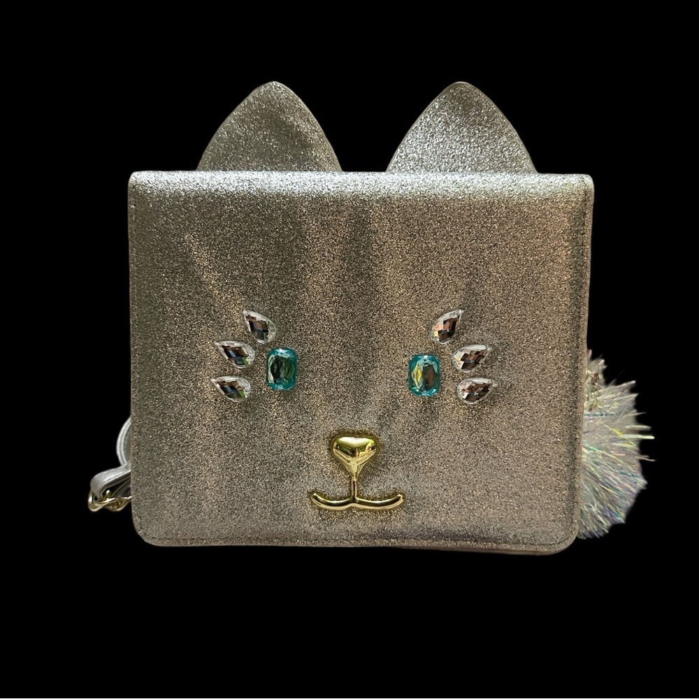 Betsey Johnson Silver Cat Crossbody Bag